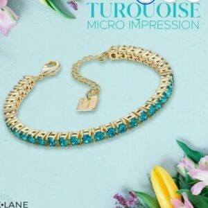 Park Lane Gold and Turquoise Micro impression Bracelet